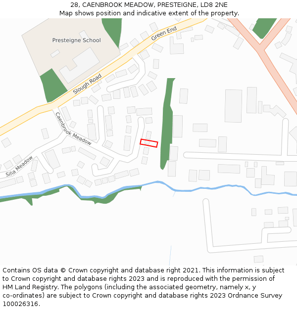 28, CAENBROOK MEADOW, PRESTEIGNE, LD8 2NE: Location map and indicative extent of plot