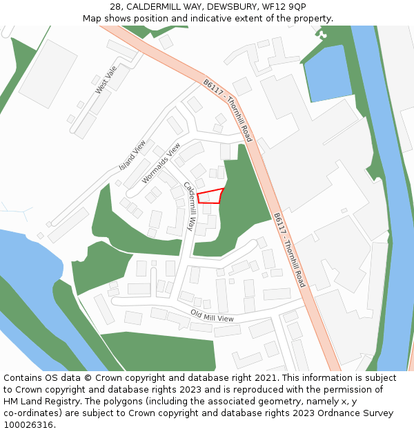 28, CALDERMILL WAY, DEWSBURY, WF12 9QP: Location map and indicative extent of plot