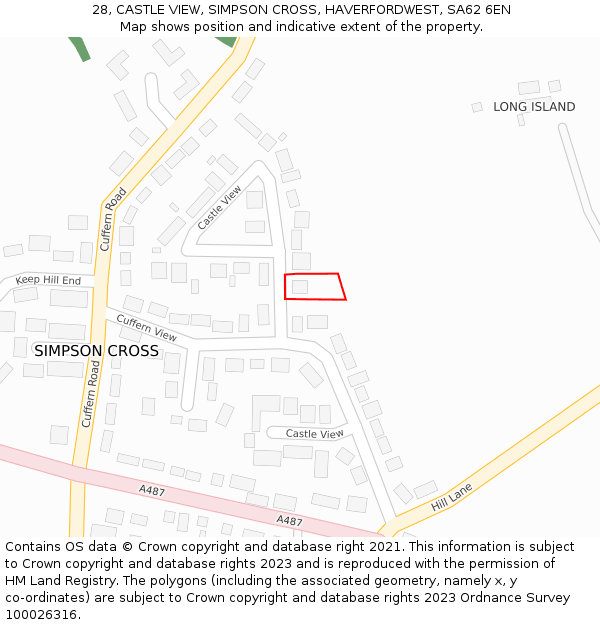 28, CASTLE VIEW, SIMPSON CROSS, HAVERFORDWEST, SA62 6EN: Location map and indicative extent of plot