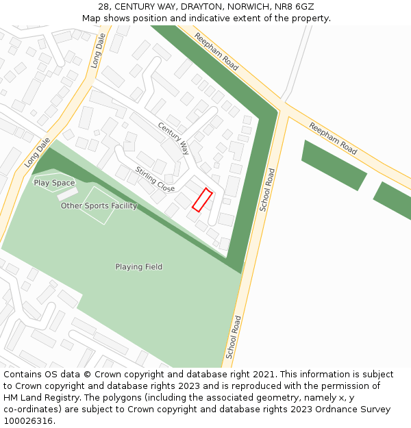 28, CENTURY WAY, DRAYTON, NORWICH, NR8 6GZ: Location map and indicative extent of plot