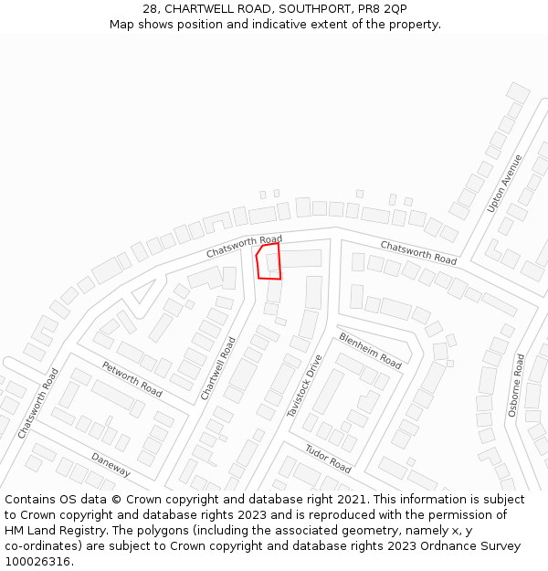 28, CHARTWELL ROAD, SOUTHPORT, PR8 2QP: Location map and indicative extent of plot