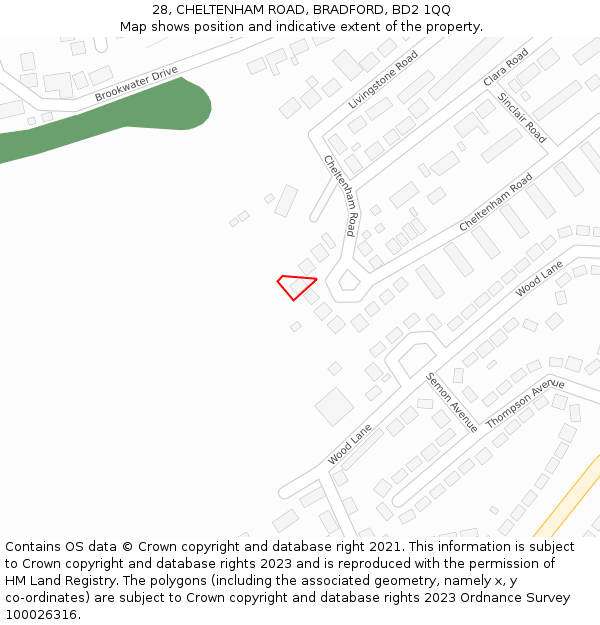 28, CHELTENHAM ROAD, BRADFORD, BD2 1QQ: Location map and indicative extent of plot