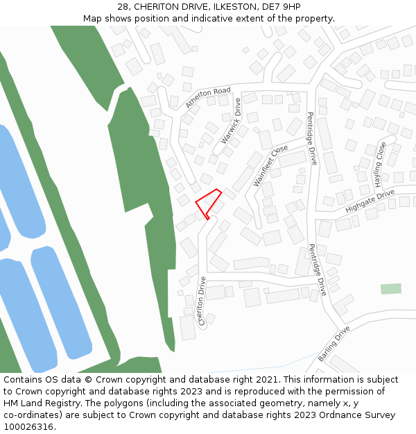 28, CHERITON DRIVE, ILKESTON, DE7 9HP: Location map and indicative extent of plot