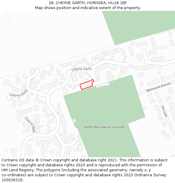 28, CHEYNE GARTH, HORNSEA, HU18 1BF: Location map and indicative extent of plot