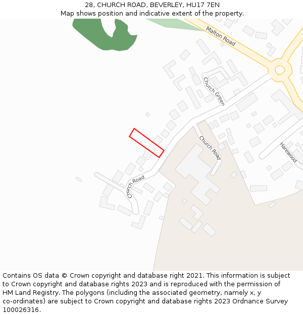 28, CHURCH ROAD, BEVERLEY, HU17 7EN: Location map and indicative extent of plot