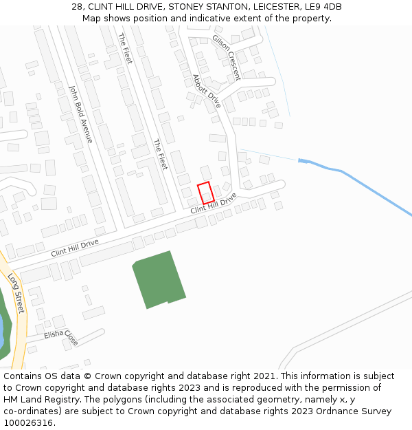 28, CLINT HILL DRIVE, STONEY STANTON, LEICESTER, LE9 4DB: Location map and indicative extent of plot