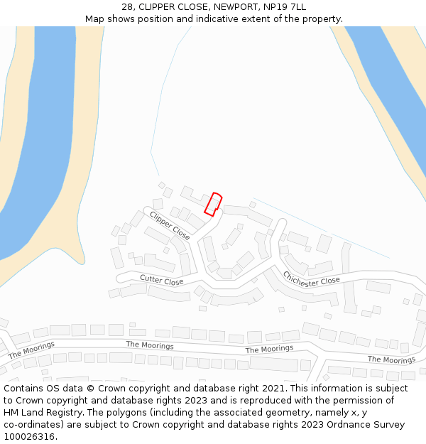 28, CLIPPER CLOSE, NEWPORT, NP19 7LL: Location map and indicative extent of plot