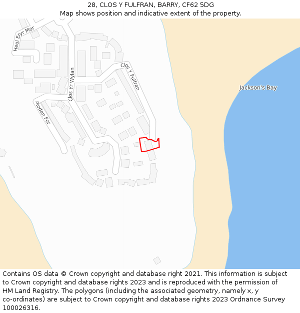 28, CLOS Y FULFRAN, BARRY, CF62 5DG: Location map and indicative extent of plot