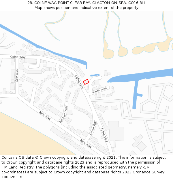 28, COLNE WAY, POINT CLEAR BAY, CLACTON-ON-SEA, CO16 8LL: Location map and indicative extent of plot