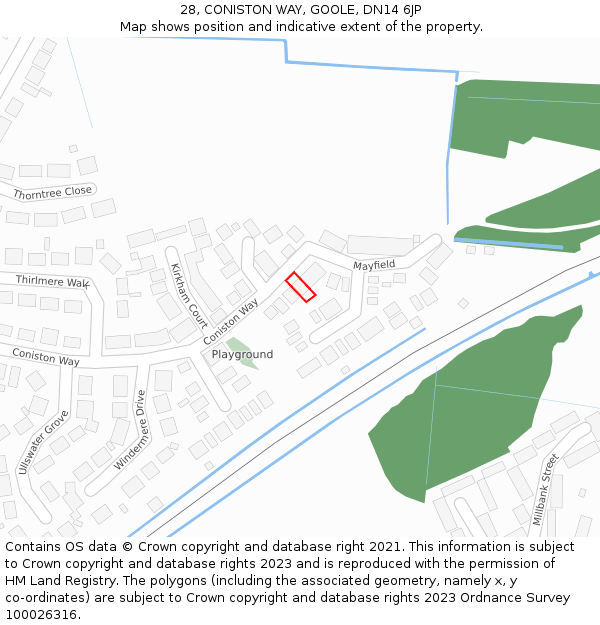 28, CONISTON WAY, GOOLE, DN14 6JP: Location map and indicative extent of plot