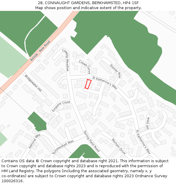 28, CONNAUGHT GARDENS, BERKHAMSTED, HP4 1SF: Location map and indicative extent of plot