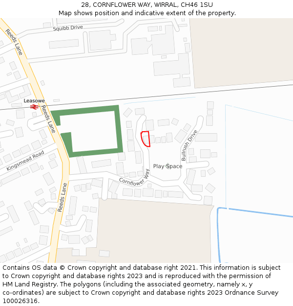 28, CORNFLOWER WAY, WIRRAL, CH46 1SU: Location map and indicative extent of plot