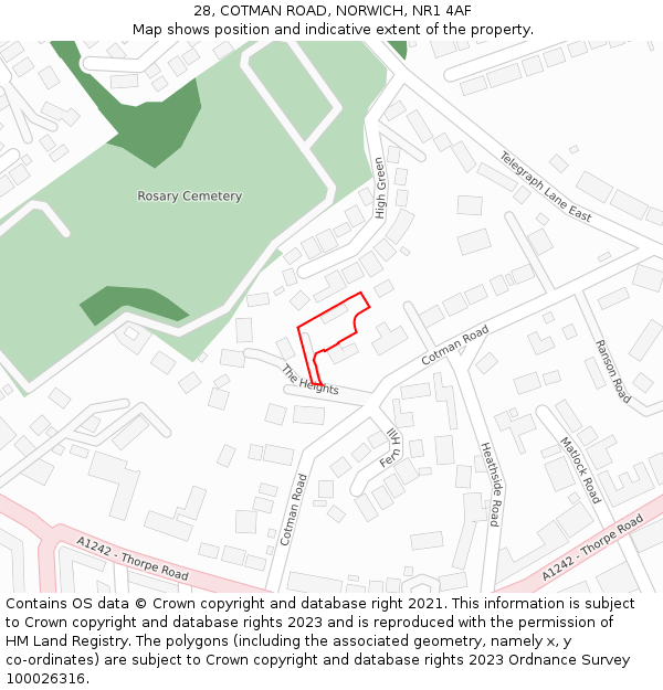 28, COTMAN ROAD, NORWICH, NR1 4AF: Location map and indicative extent of plot