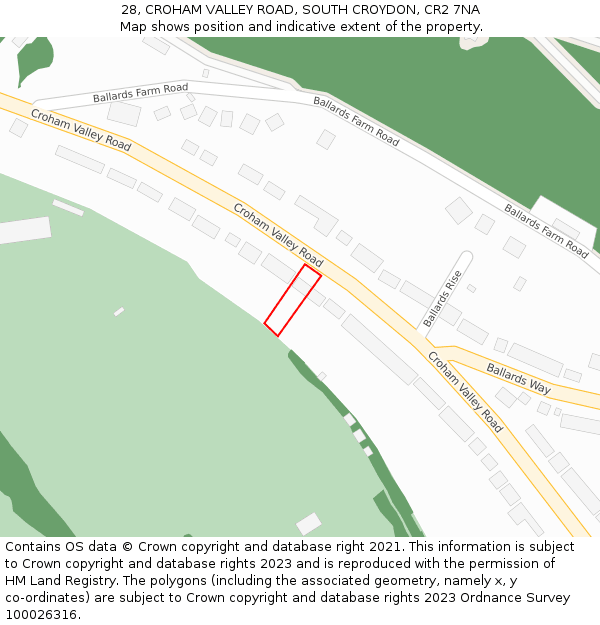 28, CROHAM VALLEY ROAD, SOUTH CROYDON, CR2 7NA: Location map and indicative extent of plot
