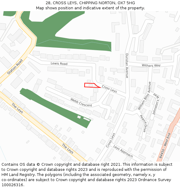 28, CROSS LEYS, CHIPPING NORTON, OX7 5HG: Location map and indicative extent of plot