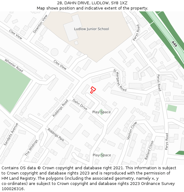 28, DAHN DRIVE, LUDLOW, SY8 1XZ: Location map and indicative extent of plot