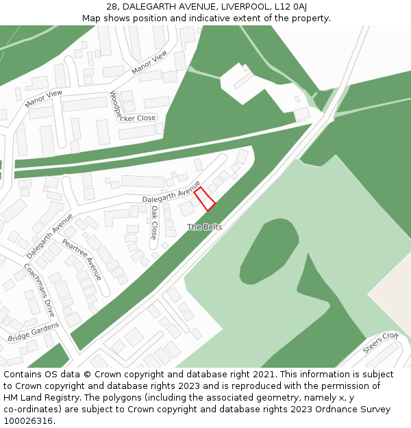 28, DALEGARTH AVENUE, LIVERPOOL, L12 0AJ: Location map and indicative extent of plot
