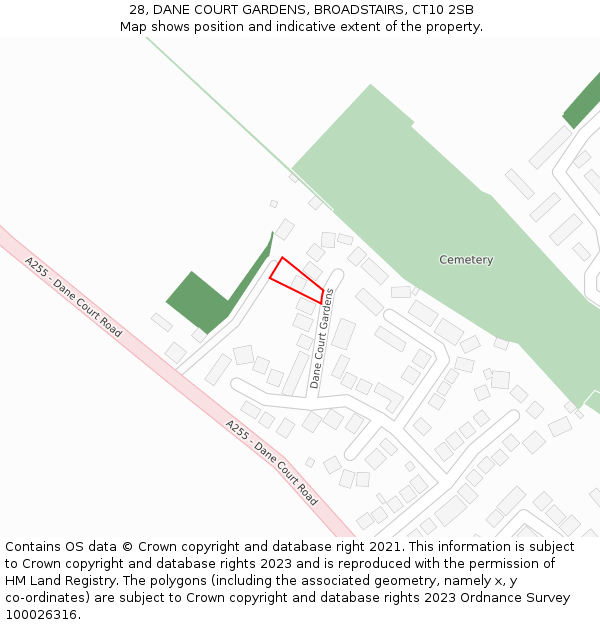 28, DANE COURT GARDENS, BROADSTAIRS, CT10 2SB: Location map and indicative extent of plot