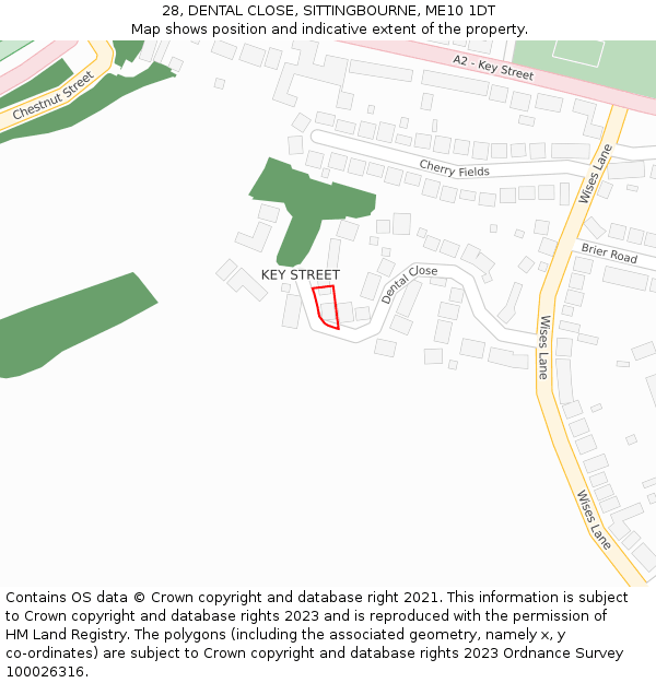 28, DENTAL CLOSE, SITTINGBOURNE, ME10 1DT: Location map and indicative extent of plot