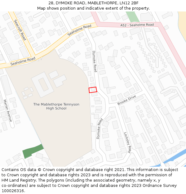 28, DYMOKE ROAD, MABLETHORPE, LN12 2BF: Location map and indicative extent of plot