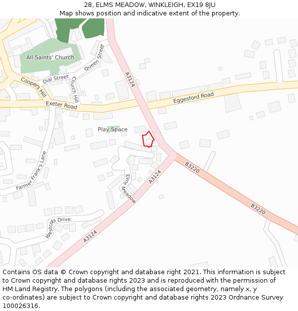 28, ELMS MEADOW, WINKLEIGH, EX19 8JU: Location map and indicative extent of plot