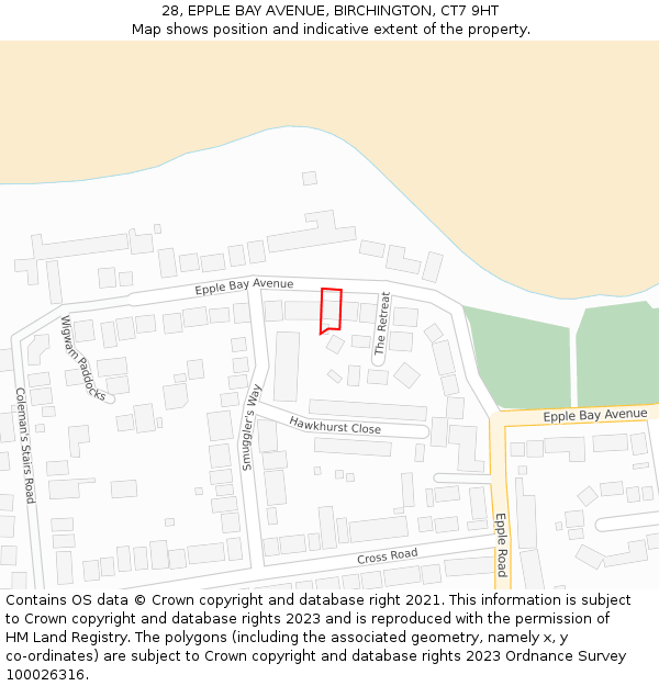 28, EPPLE BAY AVENUE, BIRCHINGTON, CT7 9HT: Location map and indicative extent of plot