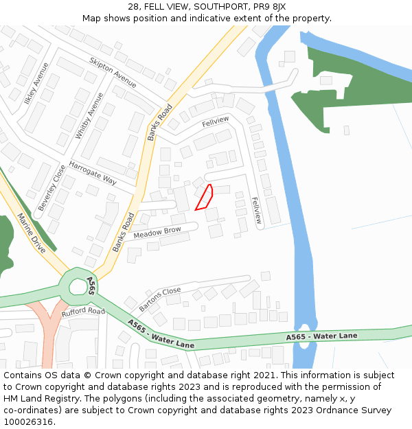 28, FELL VIEW, SOUTHPORT, PR9 8JX: Location map and indicative extent of plot