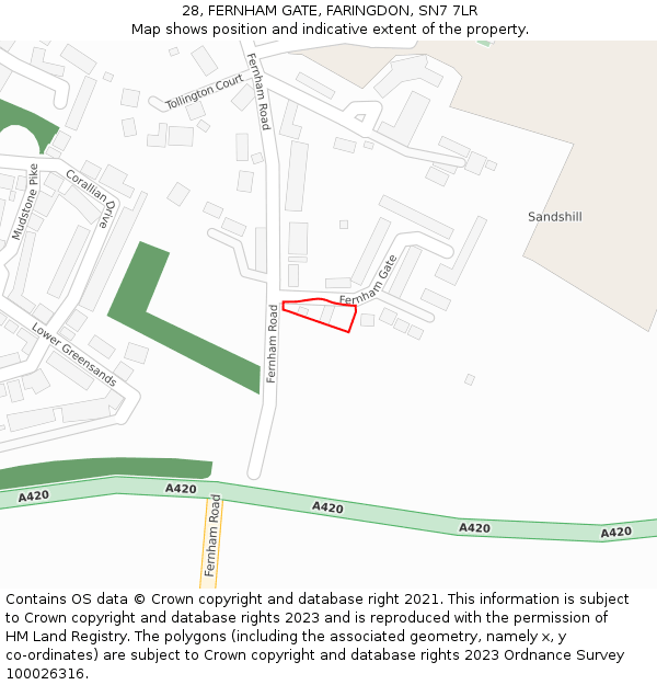 28, FERNHAM GATE, FARINGDON, SN7 7LR: Location map and indicative extent of plot