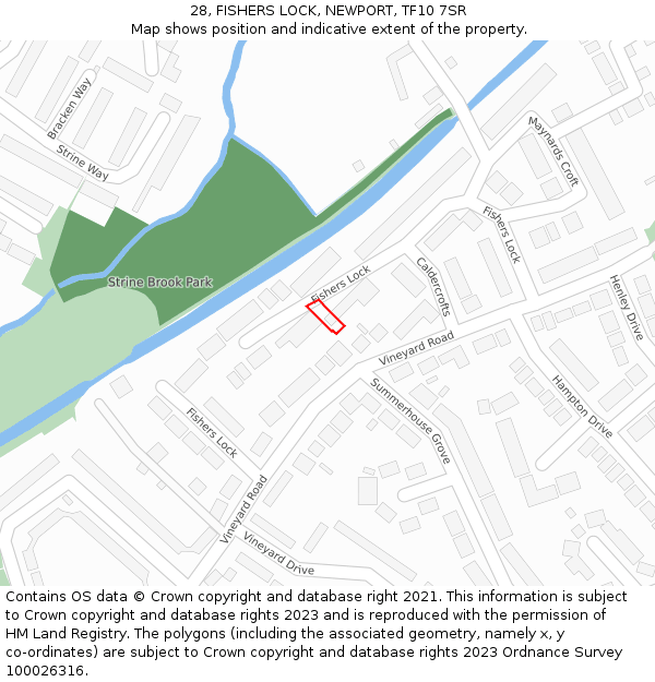 28, FISHERS LOCK, NEWPORT, TF10 7SR: Location map and indicative extent of plot