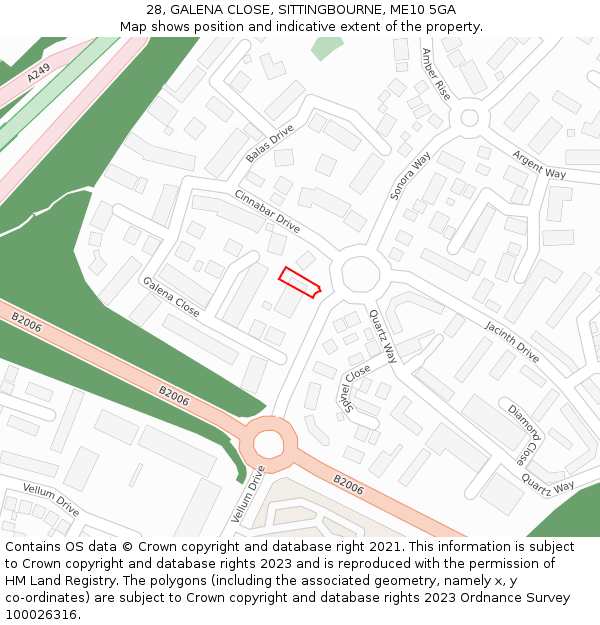 28, GALENA CLOSE, SITTINGBOURNE, ME10 5GA: Location map and indicative extent of plot