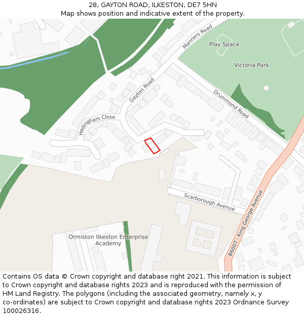 28, GAYTON ROAD, ILKESTON, DE7 5HN: Location map and indicative extent of plot