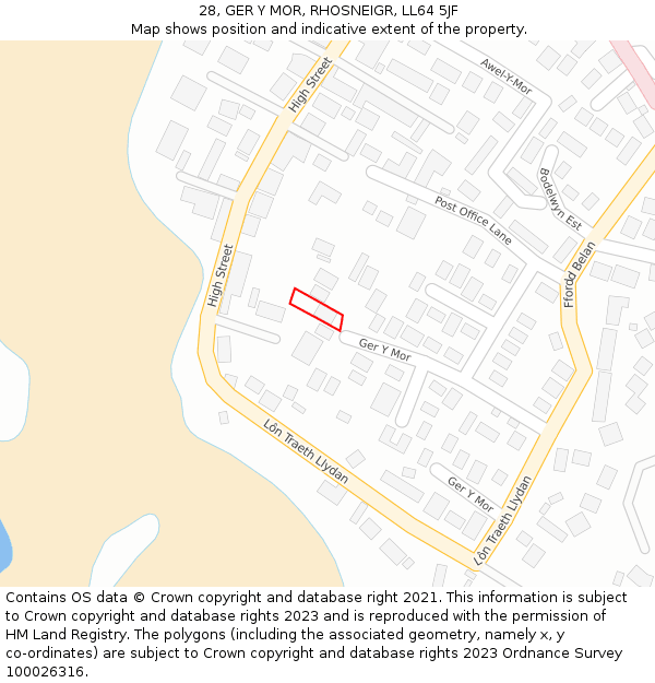 28, GER Y MOR, RHOSNEIGR, LL64 5JF: Location map and indicative extent of plot