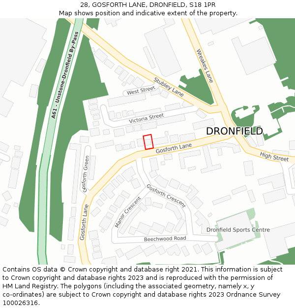28, GOSFORTH LANE, DRONFIELD, S18 1PR: Location map and indicative extent of plot