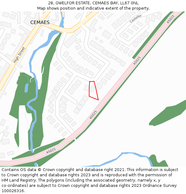 28, GWELFOR ESTATE, CEMAES BAY, LL67 0NL: Location map and indicative extent of plot