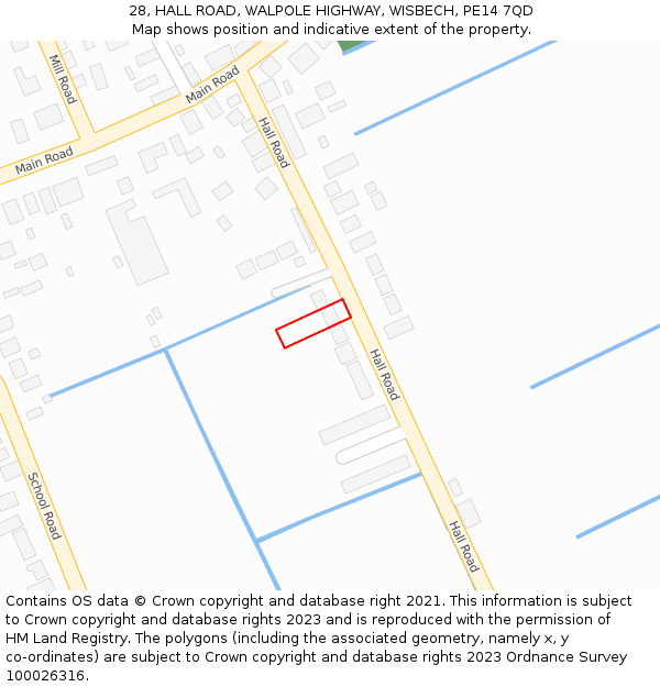 28, HALL ROAD, WALPOLE HIGHWAY, WISBECH, PE14 7QD: Location map and indicative extent of plot