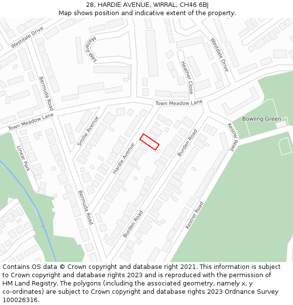 28, HARDIE AVENUE, WIRRAL, CH46 6BJ: Location map and indicative extent of plot