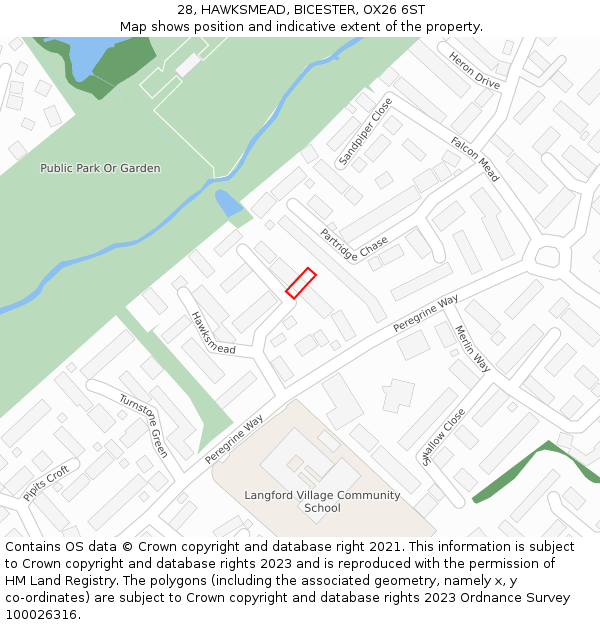 28, HAWKSMEAD, BICESTER, OX26 6ST: Location map and indicative extent of plot