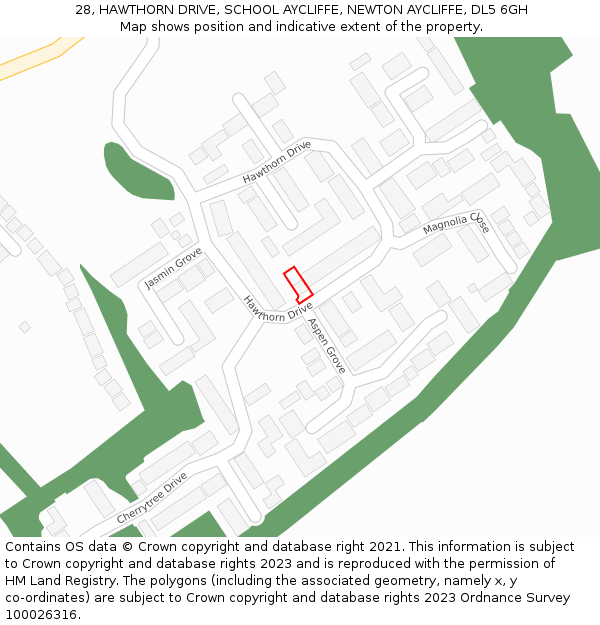28, HAWTHORN DRIVE, SCHOOL AYCLIFFE, NEWTON AYCLIFFE, DL5 6GH: Location map and indicative extent of plot