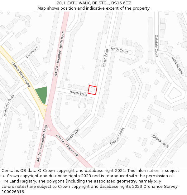 28, HEATH WALK, BRISTOL, BS16 6EZ: Location map and indicative extent of plot