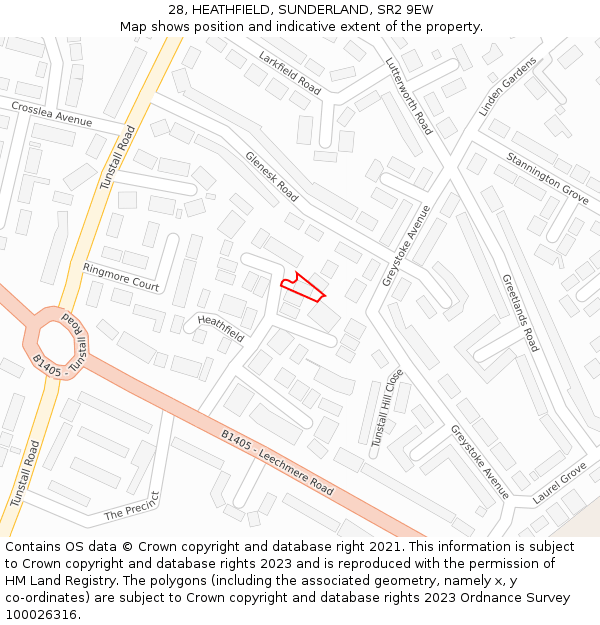 28, HEATHFIELD, SUNDERLAND, SR2 9EW: Location map and indicative extent of plot