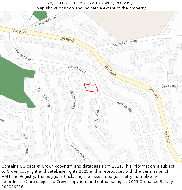 28, HEFFORD ROAD, EAST COWES, PO32 6QG: Location map and indicative extent of plot