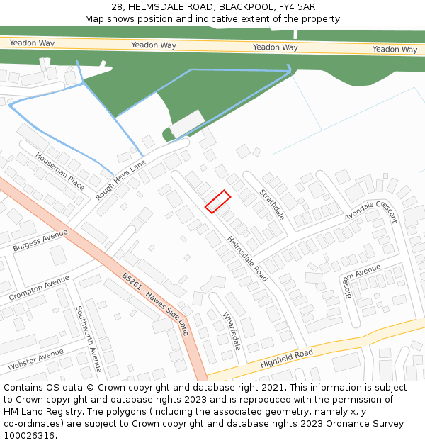 28, HELMSDALE ROAD, BLACKPOOL, FY4 5AR: Location map and indicative extent of plot
