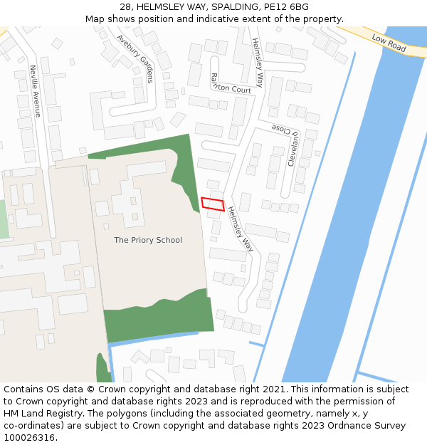 28, HELMSLEY WAY, SPALDING, PE12 6BG: Location map and indicative extent of plot