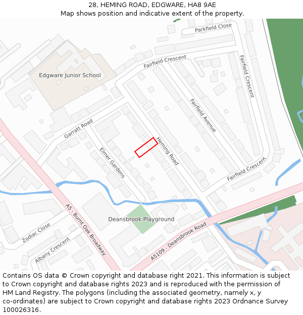 28, HEMING ROAD, EDGWARE, HA8 9AE: Location map and indicative extent of plot
