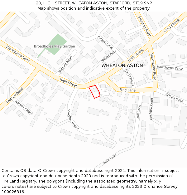 28, HIGH STREET, WHEATON ASTON, STAFFORD, ST19 9NP: Location map and indicative extent of plot