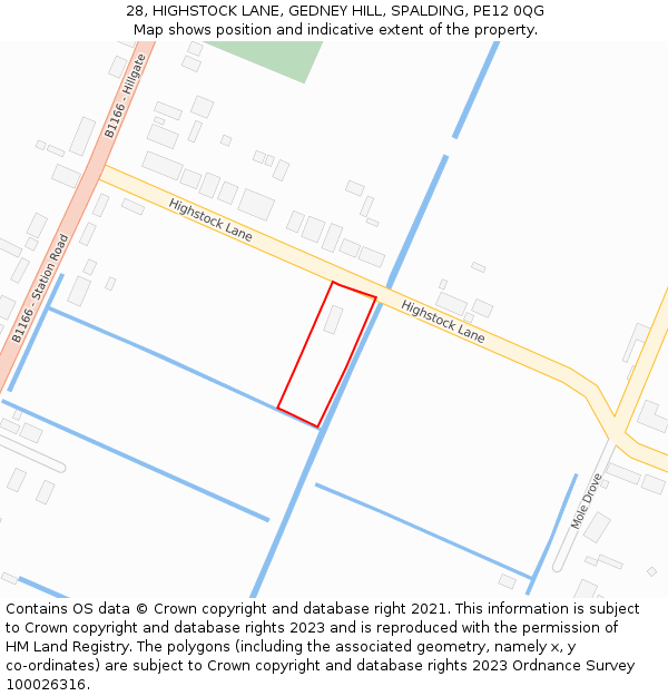 28, HIGHSTOCK LANE, GEDNEY HILL, SPALDING, PE12 0QG: Location map and indicative extent of plot