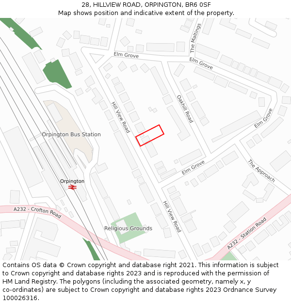 28, HILLVIEW ROAD, ORPINGTON, BR6 0SF: Location map and indicative extent of plot