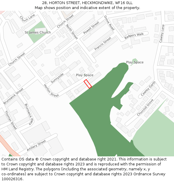 28, HORTON STREET, HECKMONDWIKE, WF16 0LL: Location map and indicative extent of plot