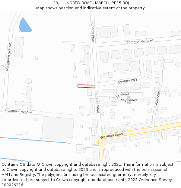 28, HUNDRED ROAD, MARCH, PE15 8QJ: Location map and indicative extent of plot