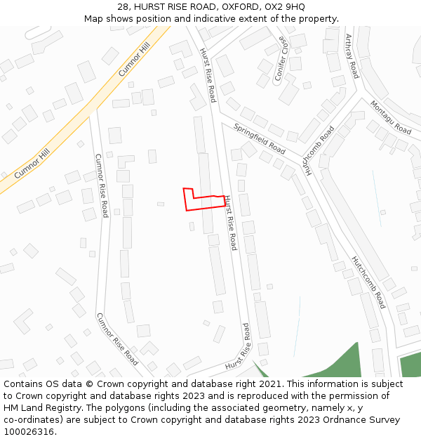 28, HURST RISE ROAD, OXFORD, OX2 9HQ: Location map and indicative extent of plot